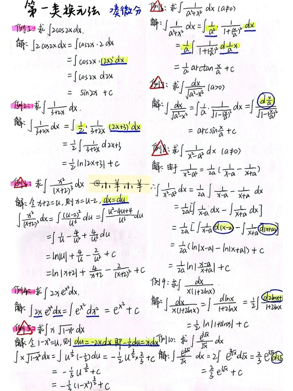 总结16015第一类换元法 , 敢不敢来挑战?