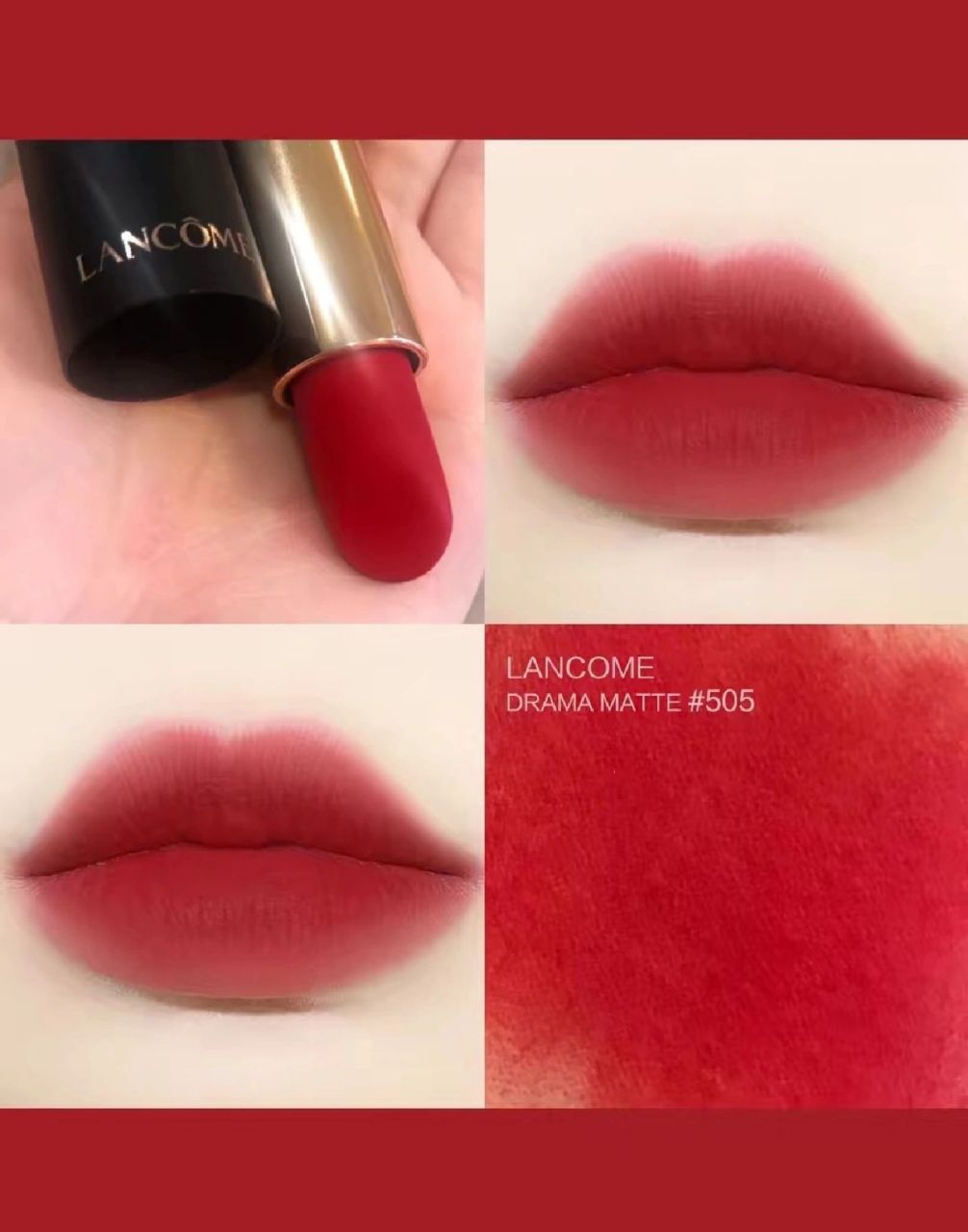 苹果红口红 必备显白口红兰蔻505 兰蔻505 这少女感的苹果红,上唇颜色