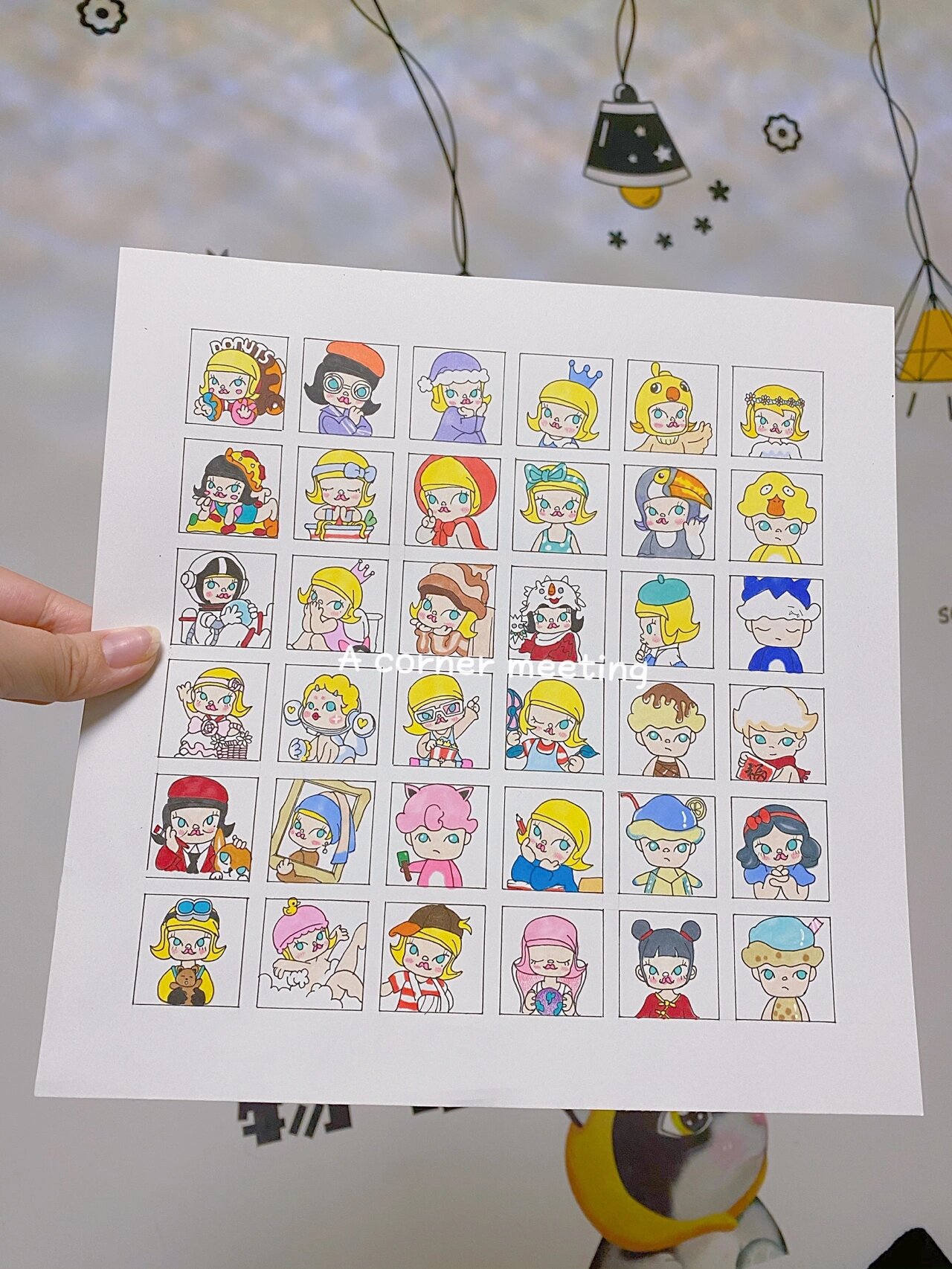 格子画 | 泡泡玛特molly系列手绘头像附色号