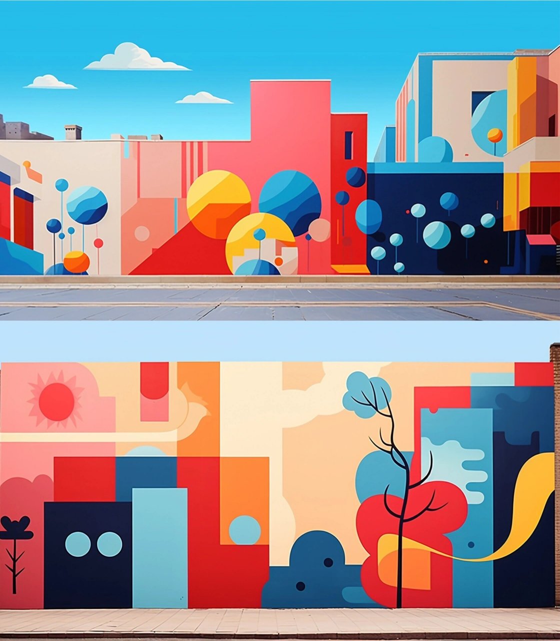 墙绘设计‖色块 简约色块彩绘