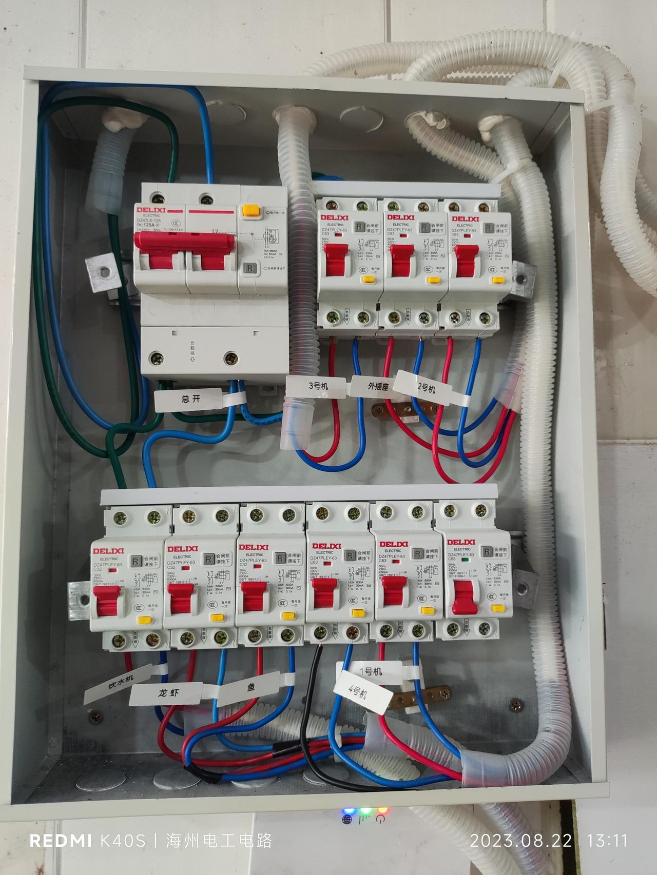 总开关: 类型选择:一般选用 2p(两极)的空气开关,它能同时切断火线