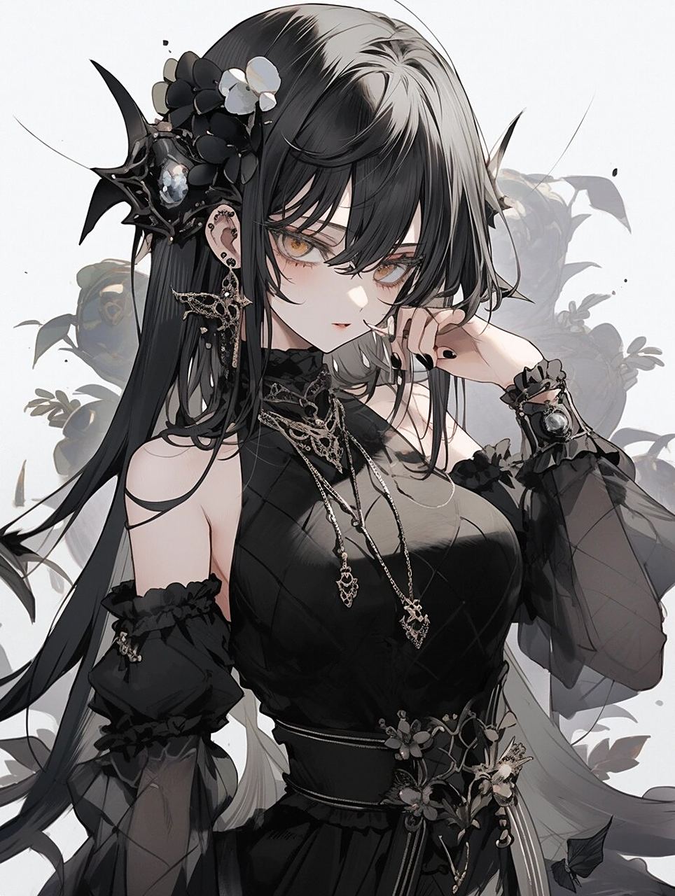 黑色系 | 酷酷的～ | 动漫女生头像壁纸插画