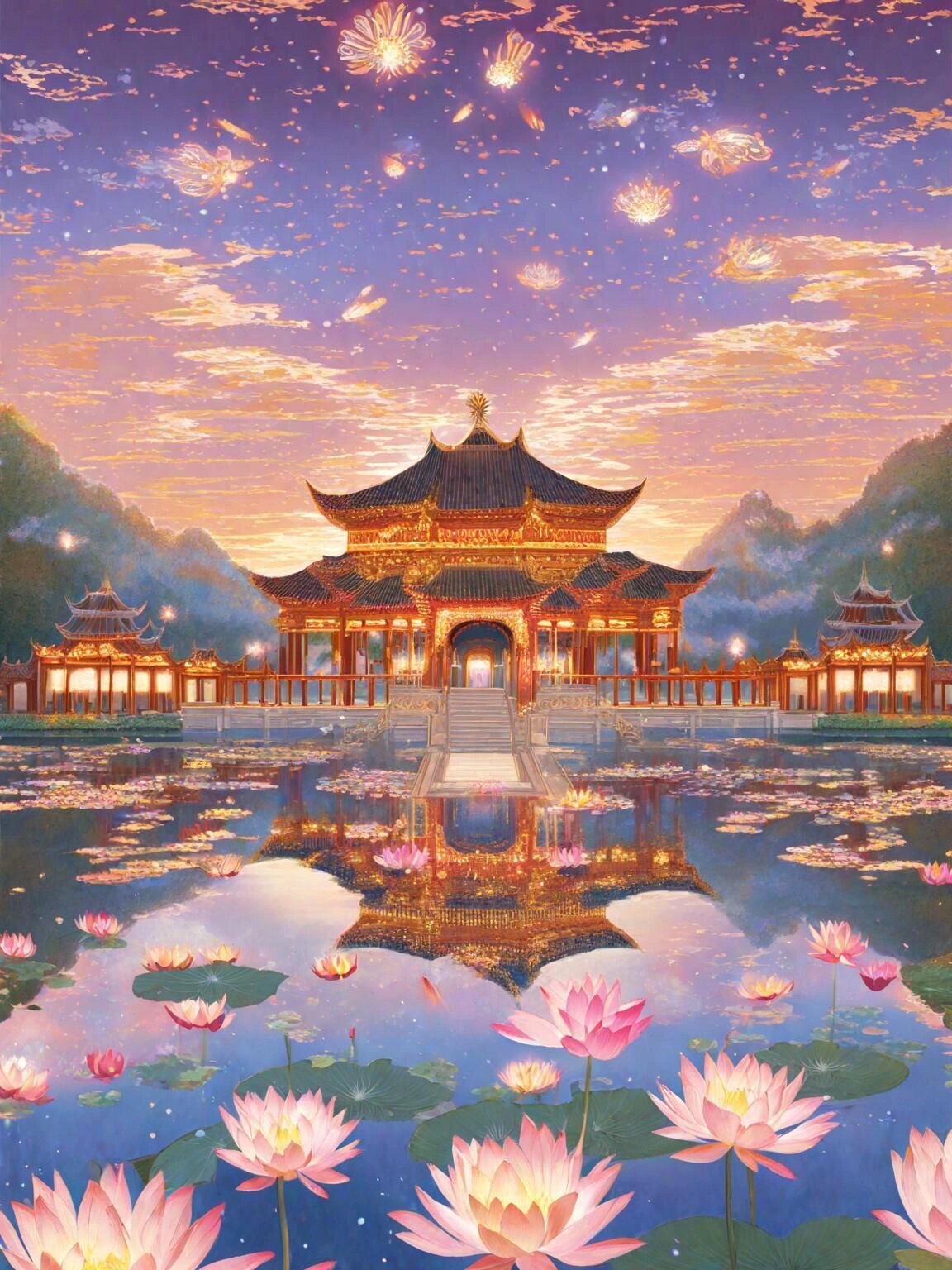 极乐世界七宝莲花图片