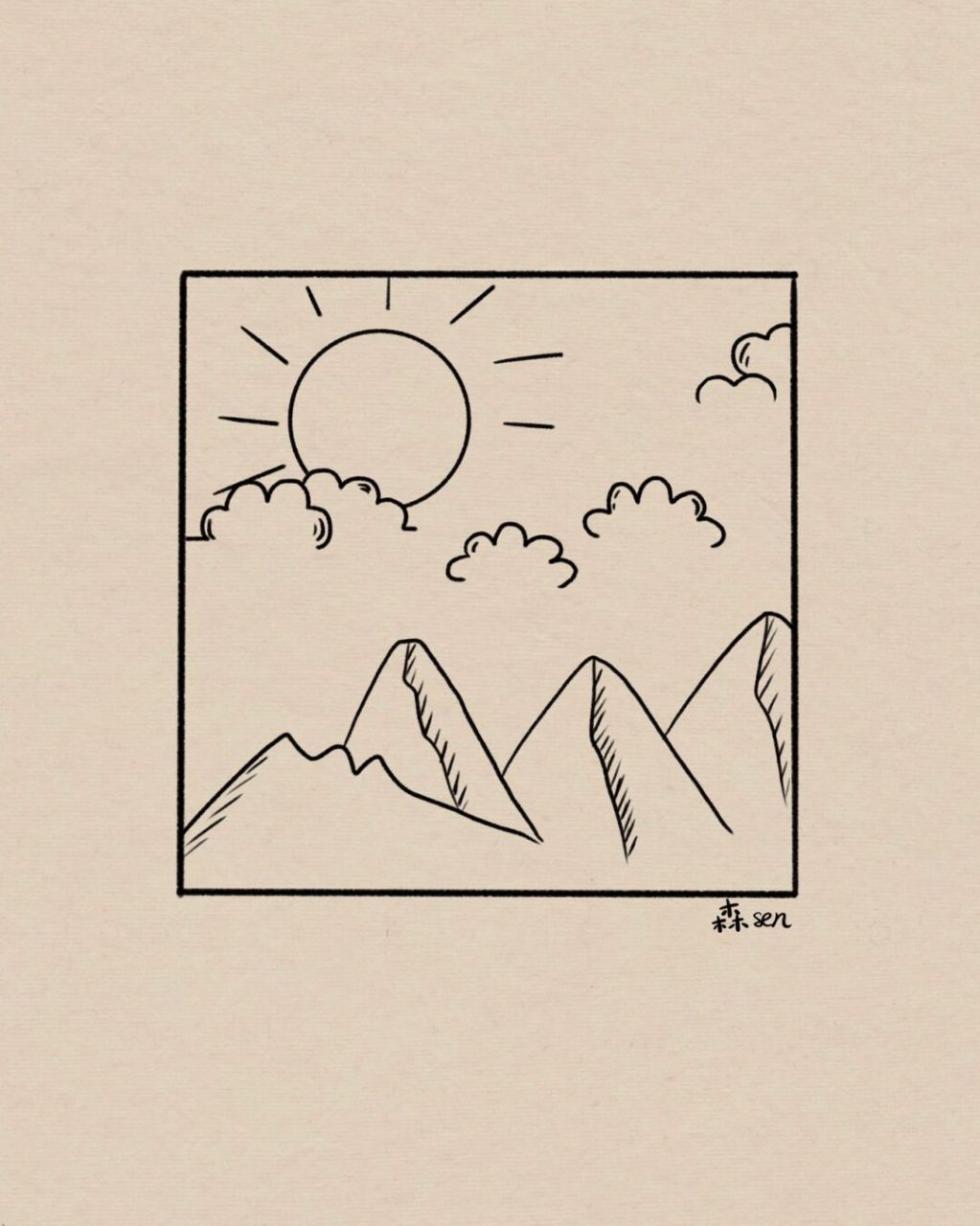 黑白简笔装饰插画|附过程 简单好画～学起来哦～ #手帐# #装饰画# #简