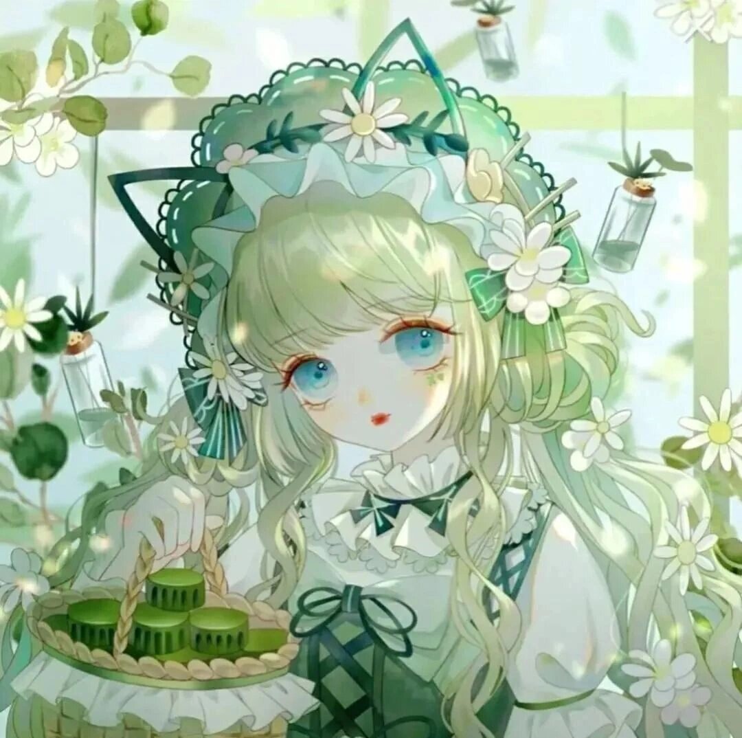 冰冰凉凉薄荷绿动漫女生头像