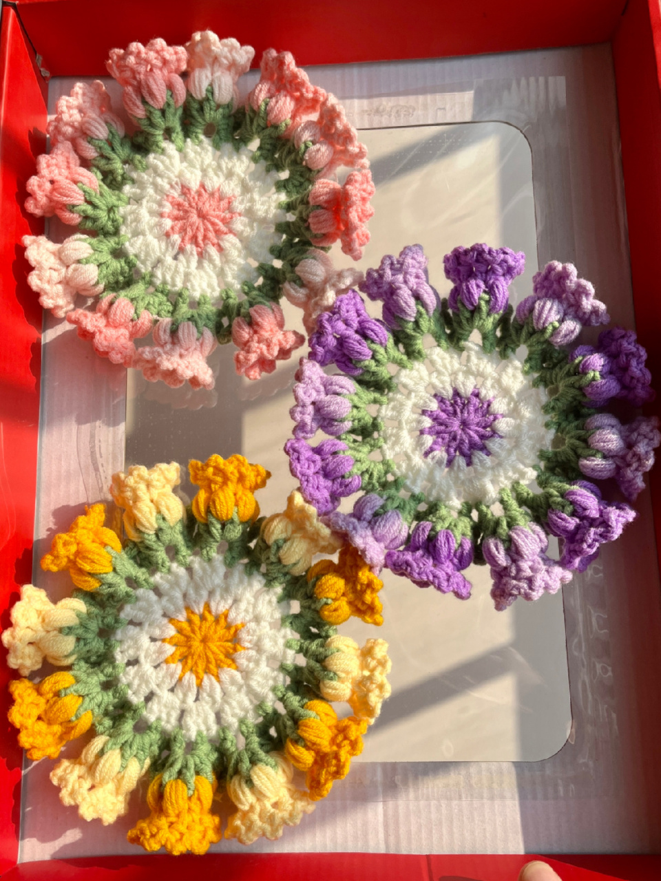 笔记灵感# #手工钩织# #我的手作# #杯垫# #铃兰花# #手工杯垫