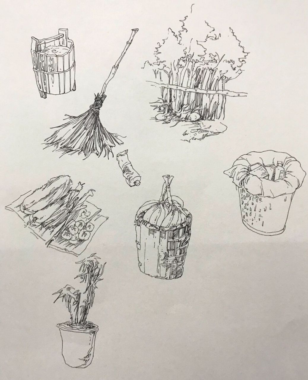 速写‖日常线性道具《一》 这几天会陆续画一些道具出来  在场景里面