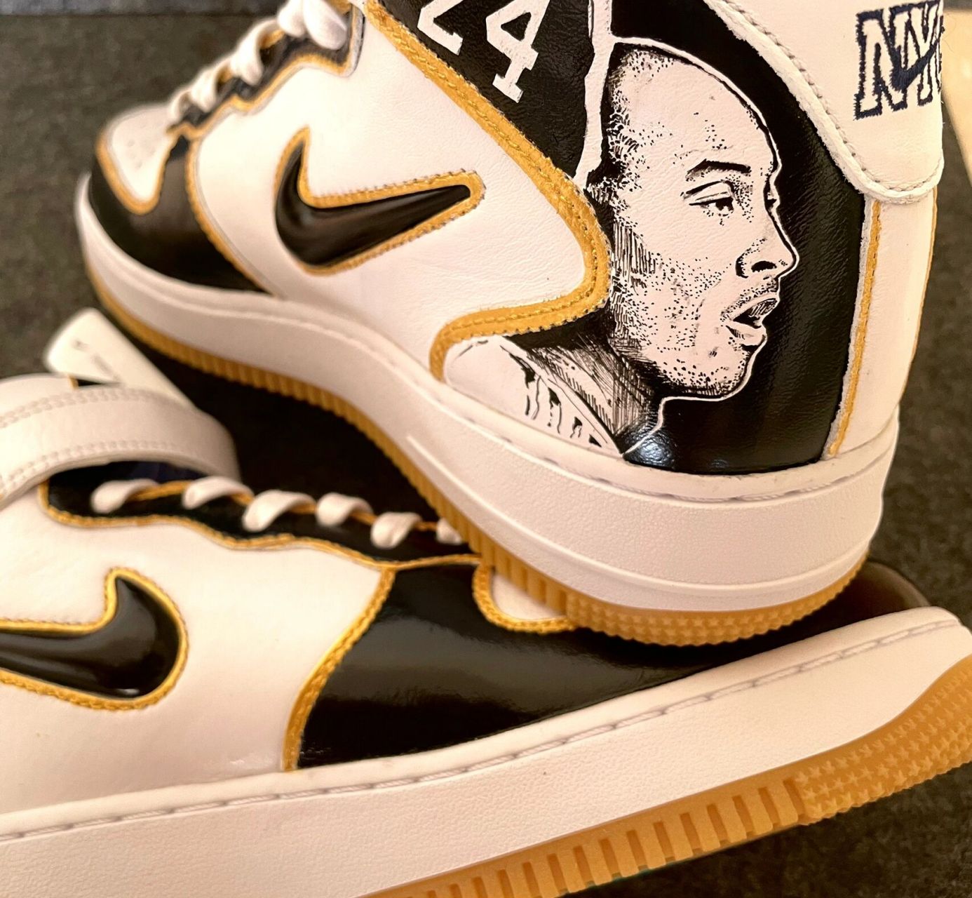 nike air force1球鞋定制科比主题耐克空军一号手绘涂鸦 新作品:nkee