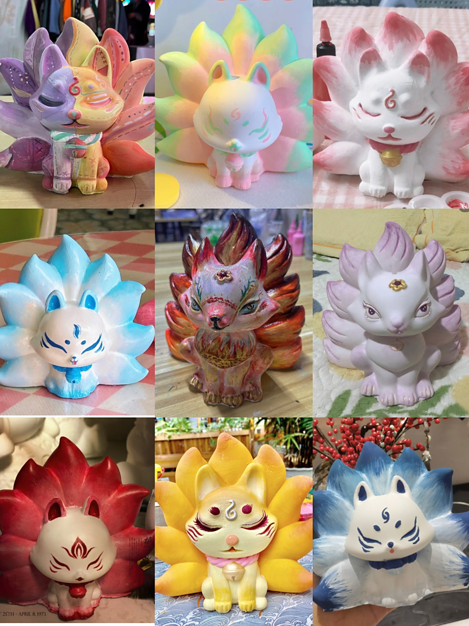 石膏娃娃～九尾狐(17) 石膏娃娃涂鸦,存钱罐,治愈又解压.