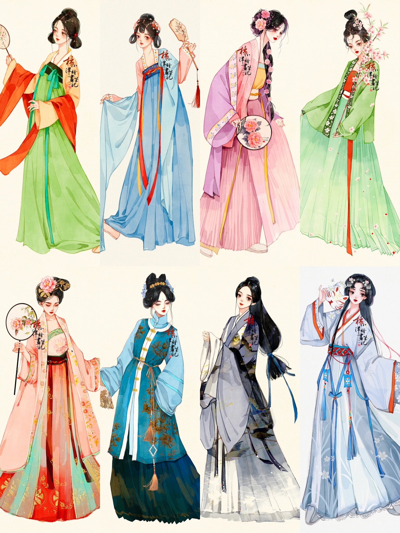 国风汉服人物造型全身上色