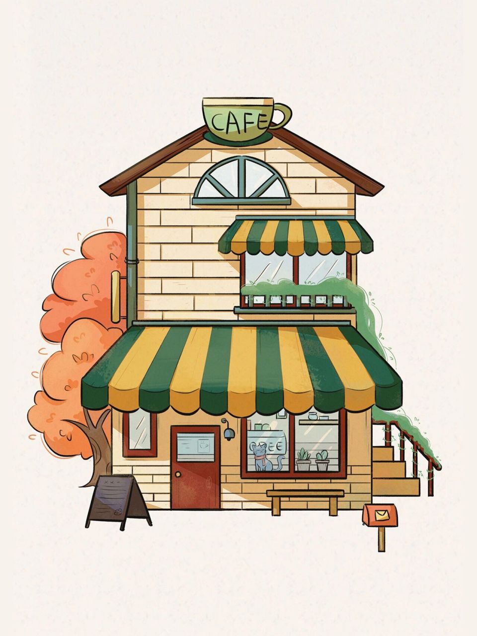 扁平风插画|建筑场景插画上色集合篇 扁平风插画|建筑场景插画上色