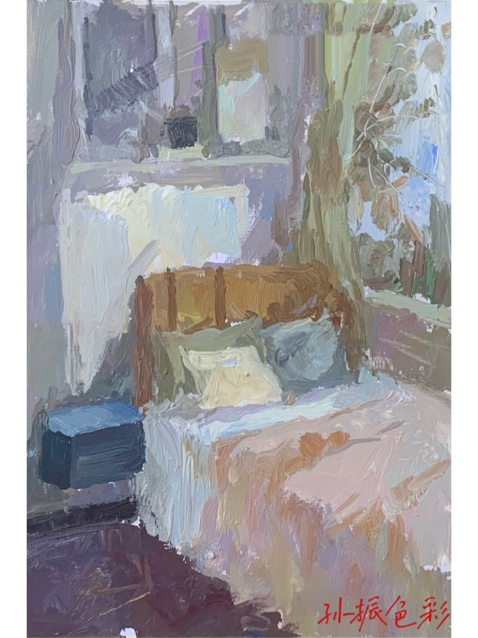 色彩场景卧室一角照片对画(原创) 场景色彩阳光下得卧室,室内框架