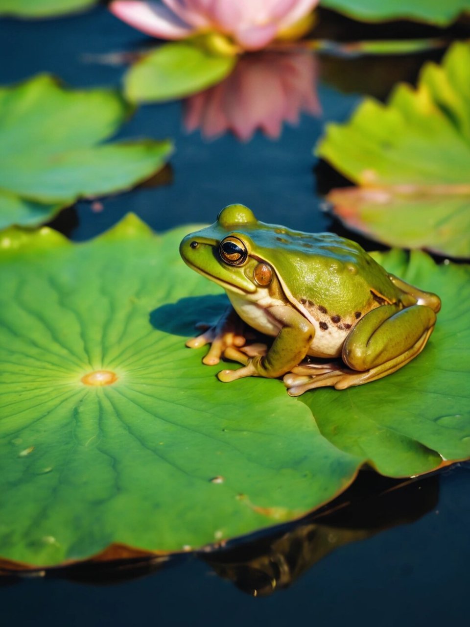 手机壁纸# #荷塘美景# #青蛙