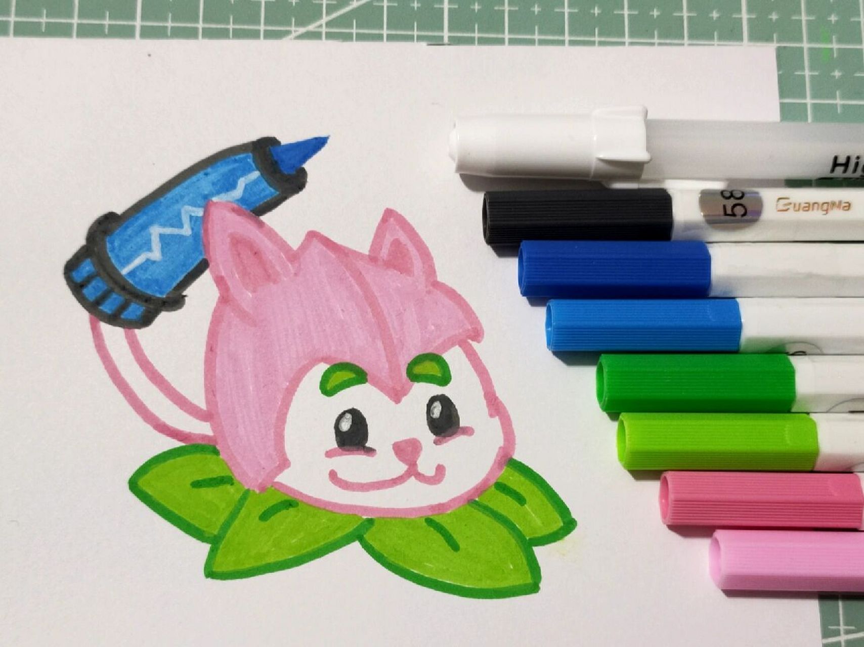 植物大战僵尸简笔画(附过程) 猫尾草来啦～～ 	 9015:马克笔纸