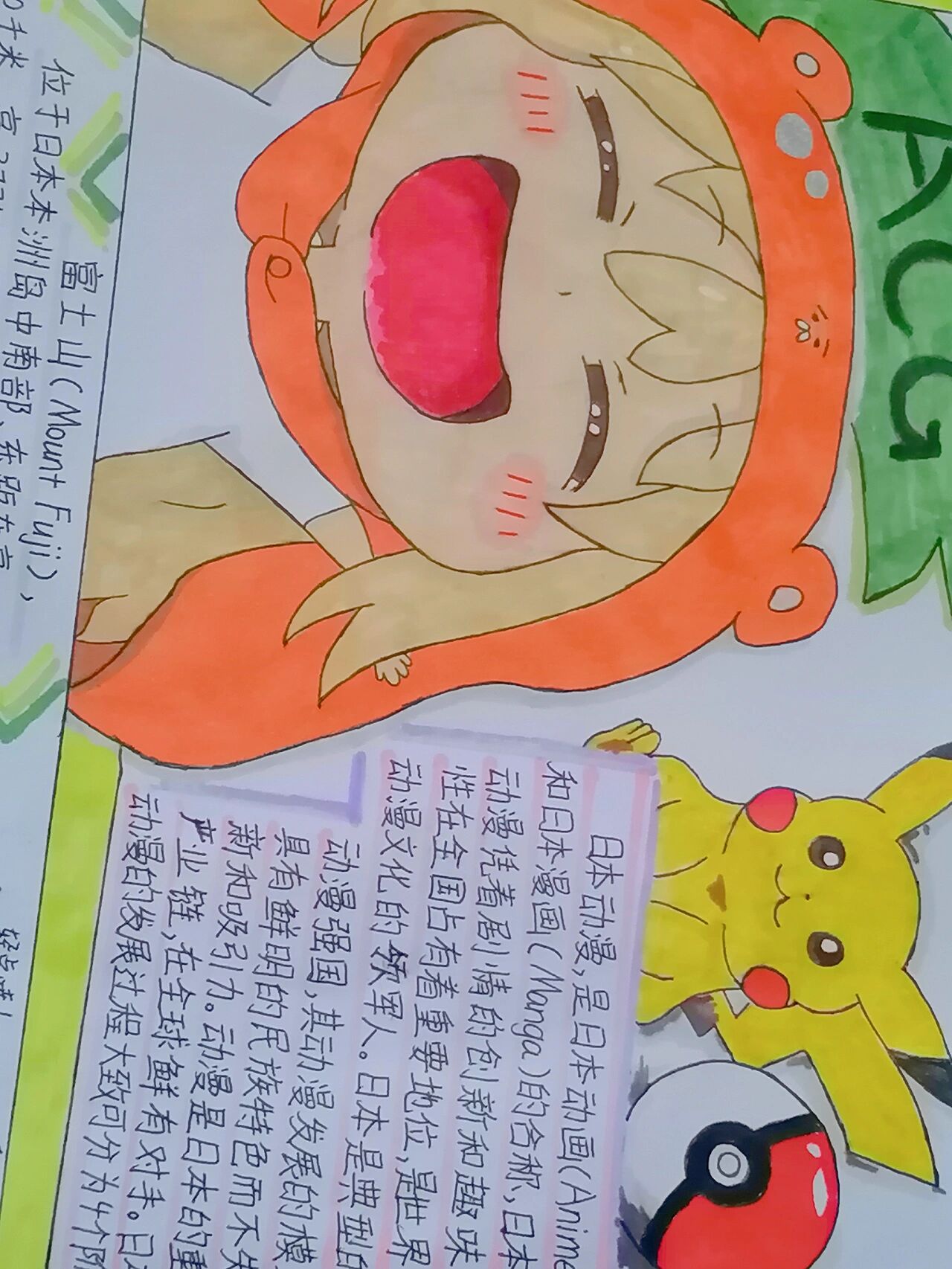 地理手抄报 日本手抄报 手抄报 终于可以在手抄报里画喜欢的动漫啦