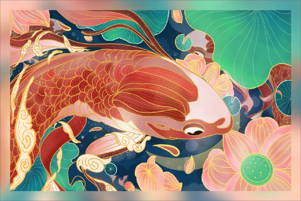 插画分享 | 国潮锦鲤鲤鱼(32)