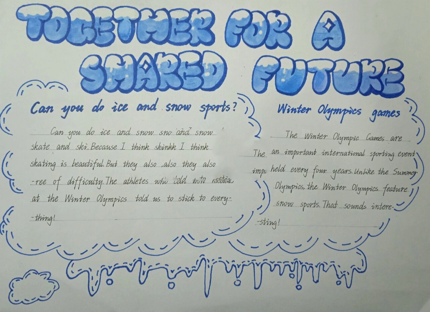 冬奥会英语手抄报 together for a shared future 一起向未来