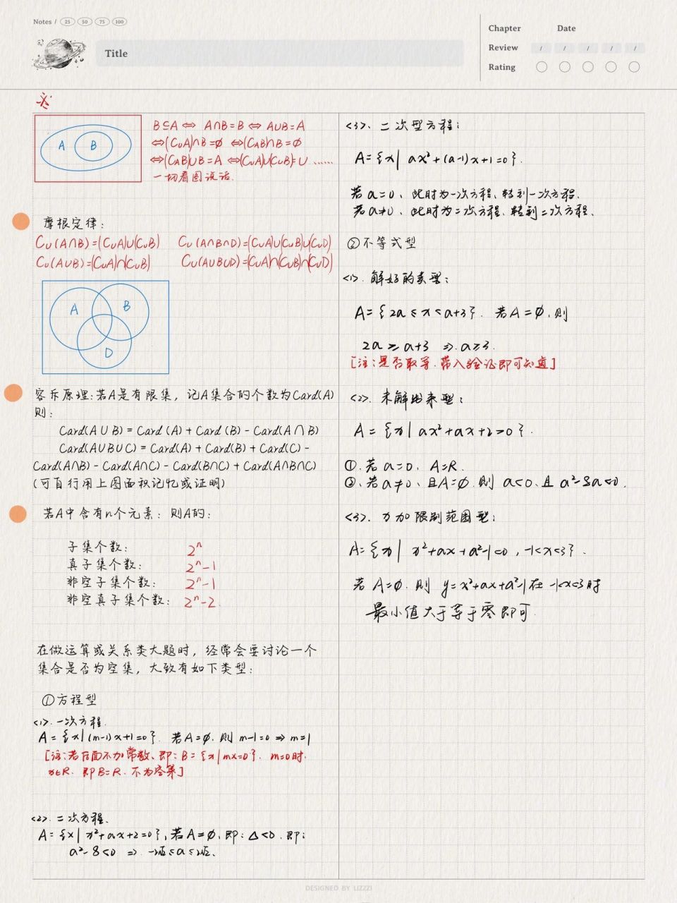 高一数学集合知识点笔记整理 目前刚刚进入高中,集合算是比较基础也是