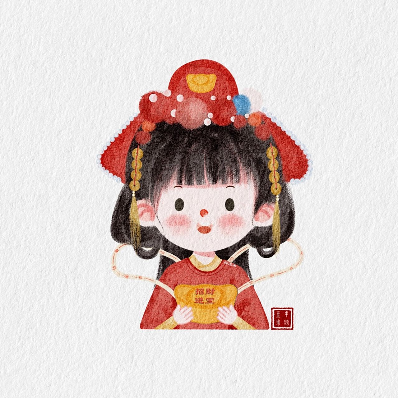 女财神来啦 祝我祝大家财源滚滚 发发发 #q版头像# #照片转手绘# #q版