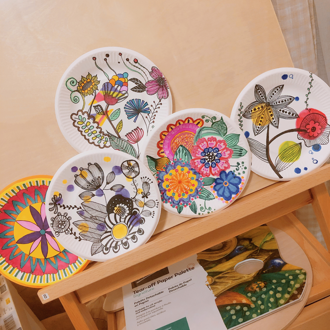 幼儿园环创纸盘画创意美术 两小时的成果 创意美术纸盘画 今天想说点