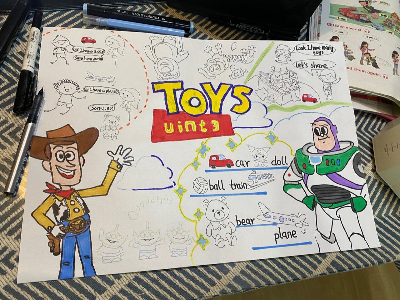 一年级下册 toys 英语小报 取之于,用至于 很多细节问题 马马虎虎交了