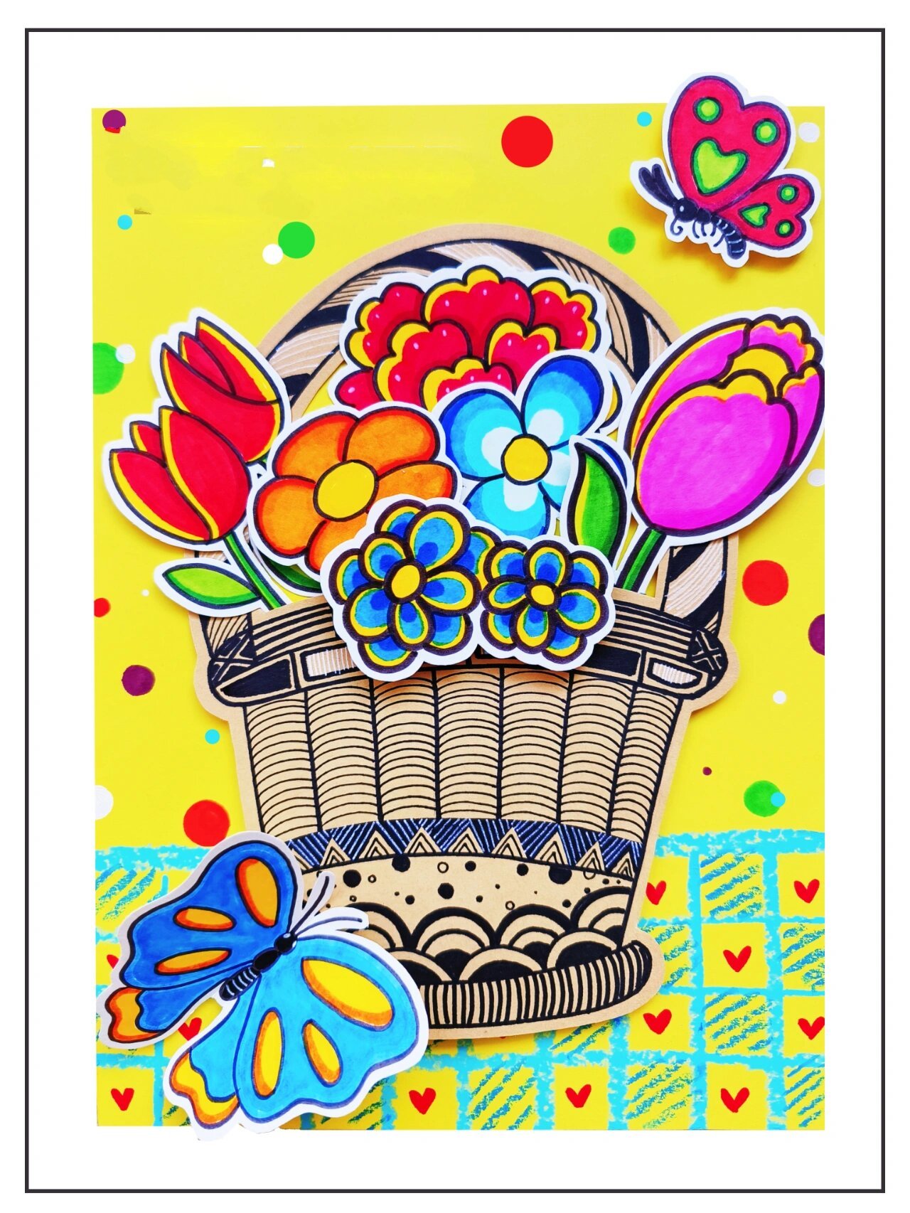 春天的花篮创意美术