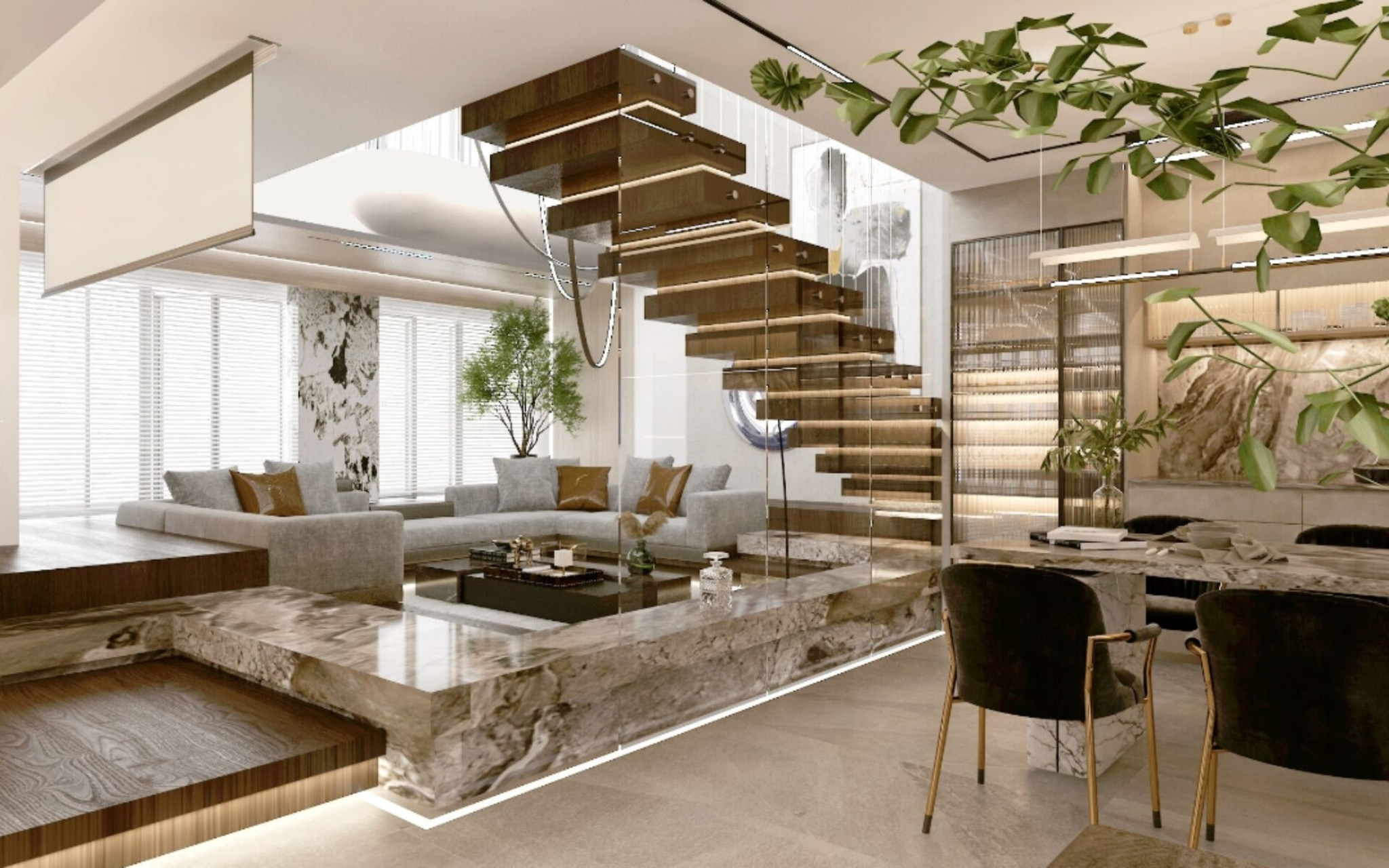 一楼带地下室户型系列,下沉式客厅设计方案 一楼带地下室户型又来喽