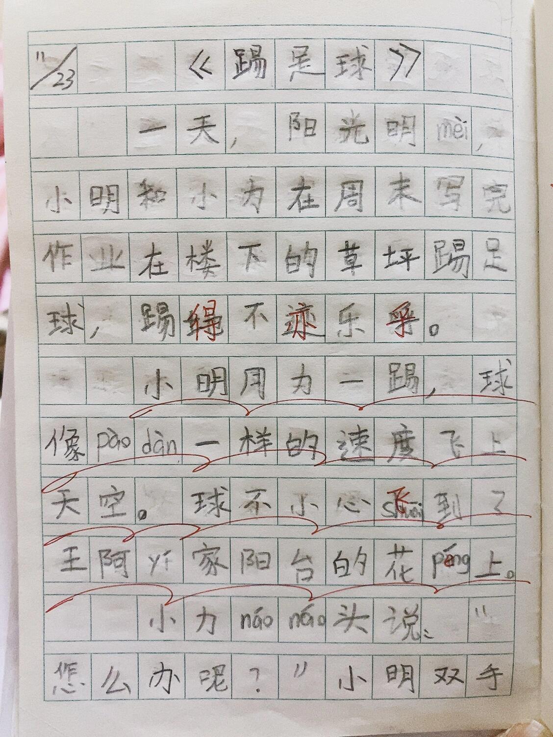 看图写话《踢足球》小学生作文