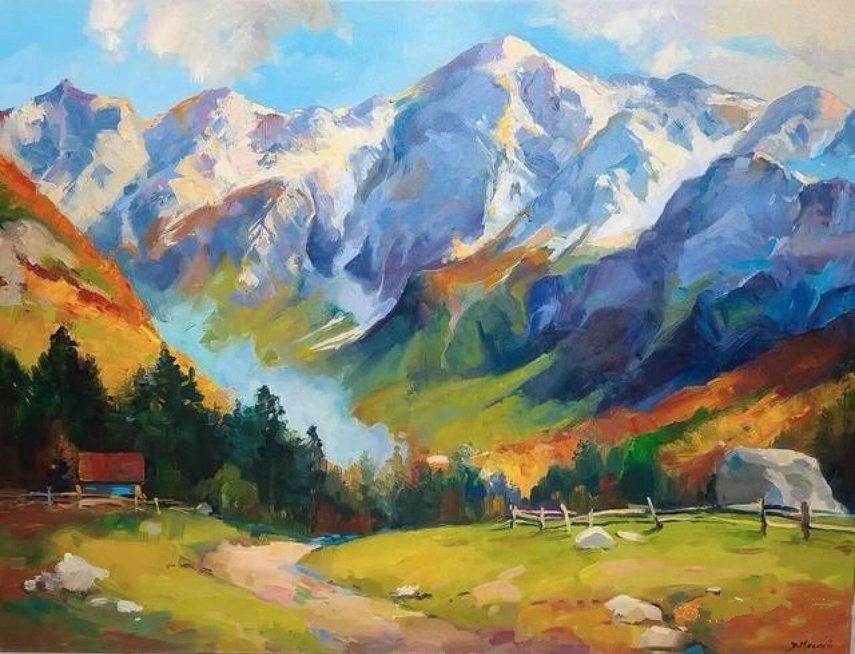 绘画欣赏~风景 分享阿尔巴尼亚画家david mecani戴维德·梅卡尼的油画