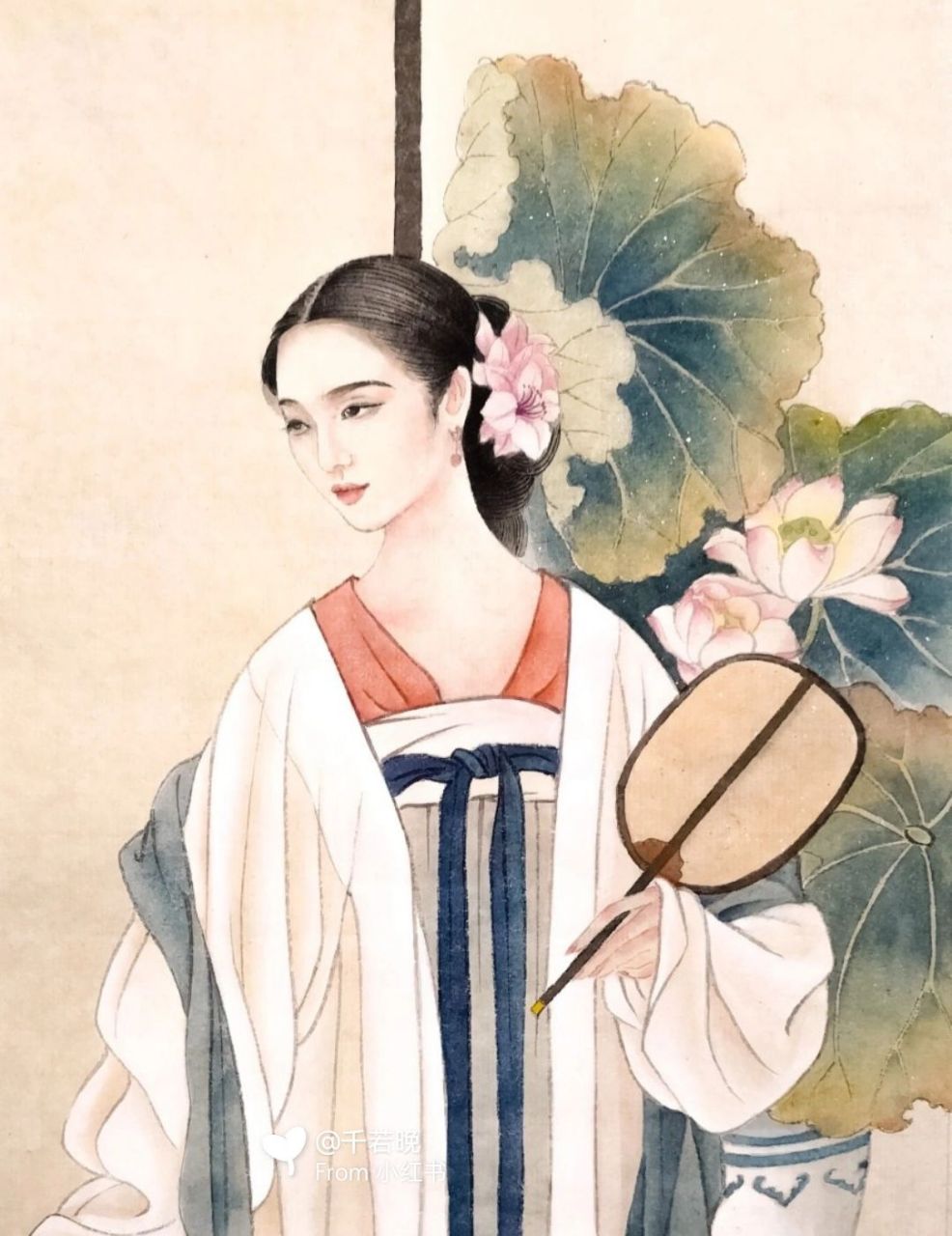 97/李清照/工笔仕女图作画步骤加高清图 90临摹王美芳老师作品