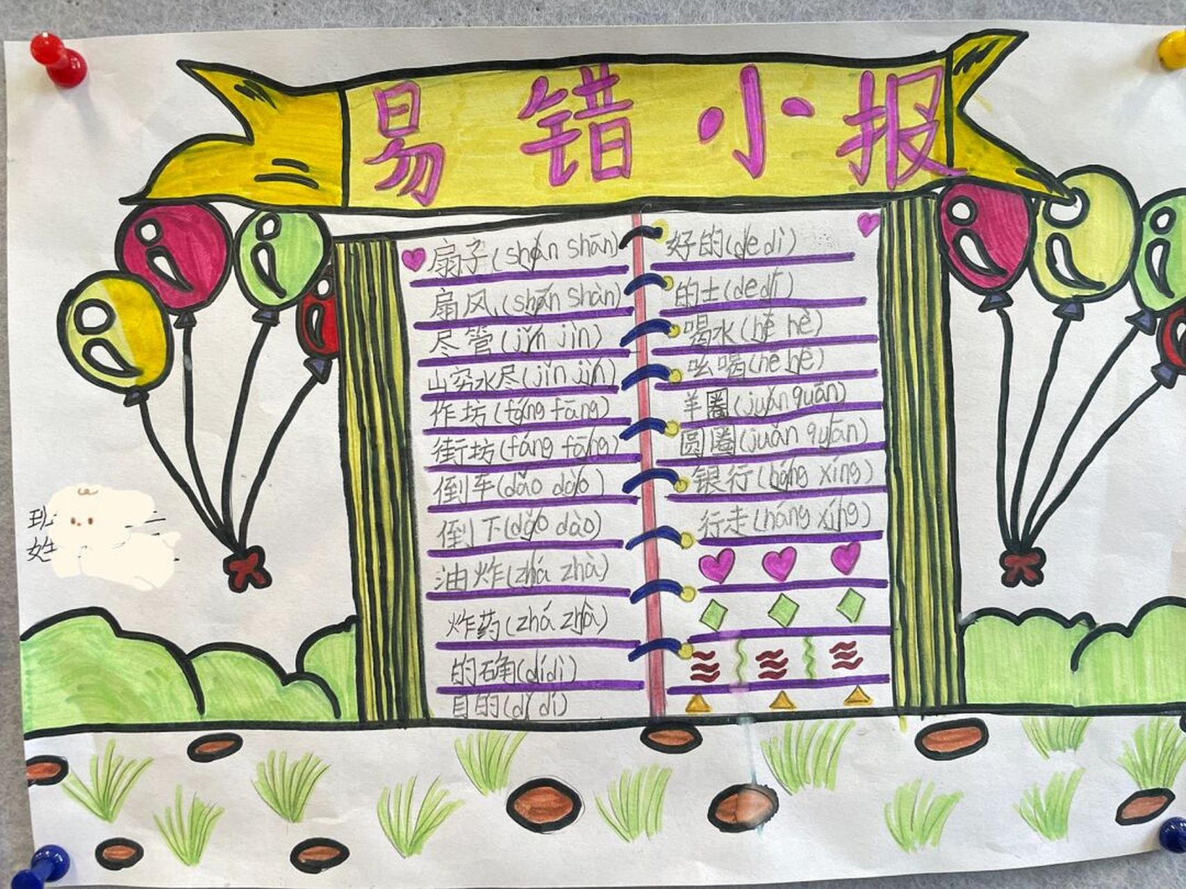 二年级学生自己做的易错题手抄报 做的很不错