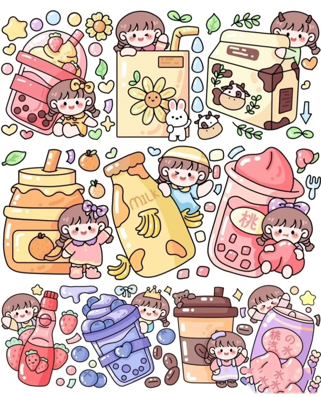 小麻薯贴纸素材,快来打印吧,礼貌拿图