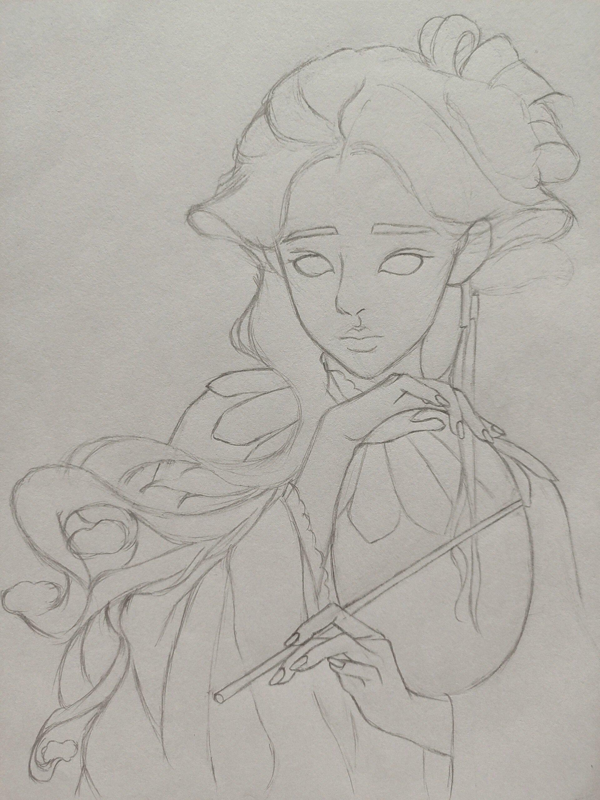 金陵十二钗·林黛玉 画笔:0.5/0.3自动铅笔,2b铅笔,高光笔 原作者