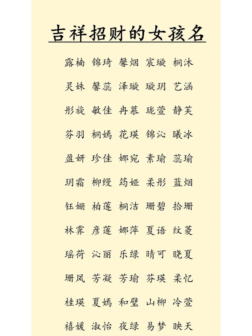 吉祥招财的女孩名字 露楠 锦琦 馨烟 宸璇 桐沐 灵姝 馨蕊 泽璇 璇玥