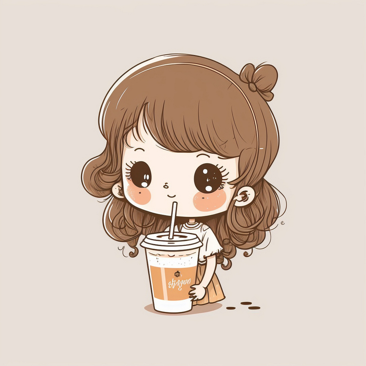 ai绘画 治愈系头像 可爱头像 给我一杯奶茶 头像 头像分享 女生头像