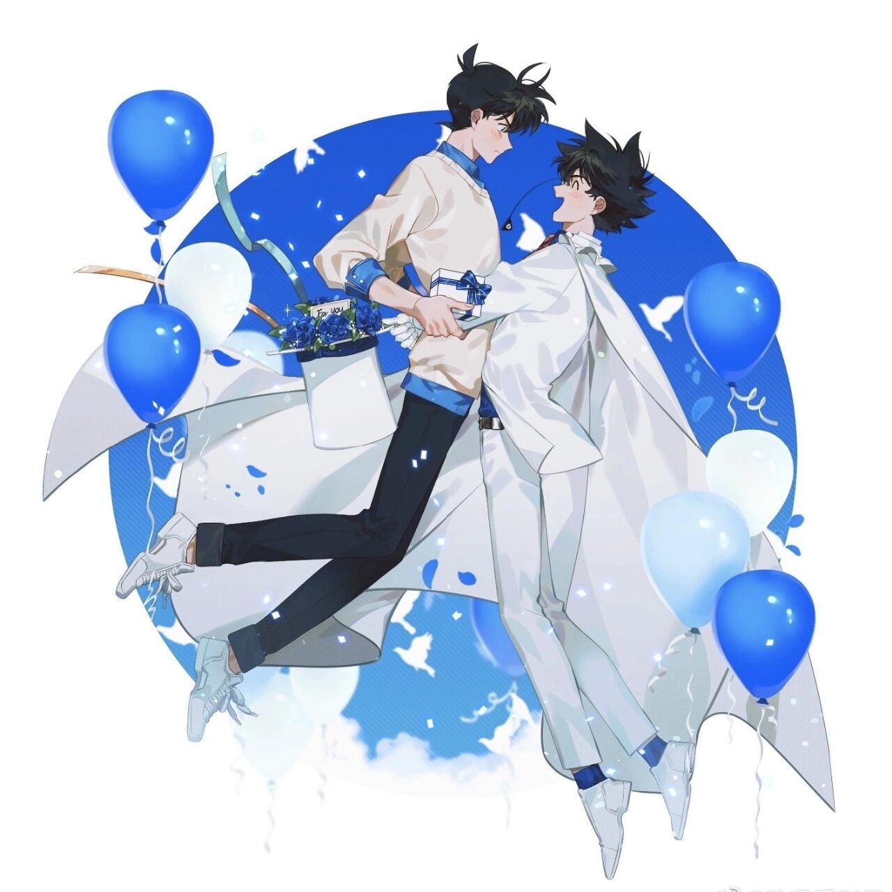 同人插画丨怪盗基德 x 工藤新一这cp太甜啦 怪盗基德 x 工藤新一 画师