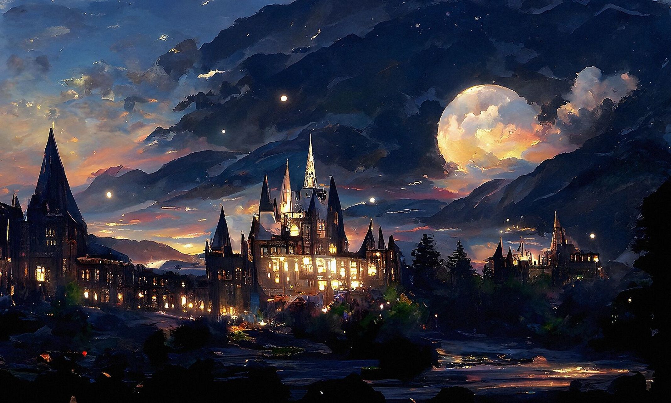 今夜霍格沃茨的月色很美,超适合做壁纸99 海底月是天上月99眼前人