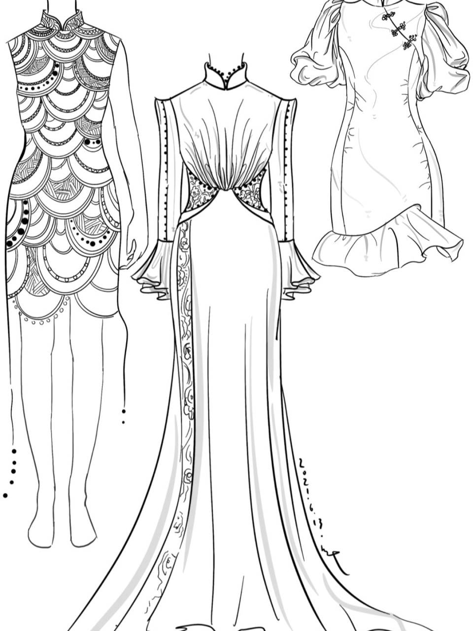 服装设计|基础款式图手绘《旗袍篇》 哈喽,大家好,又到一周更新,前几