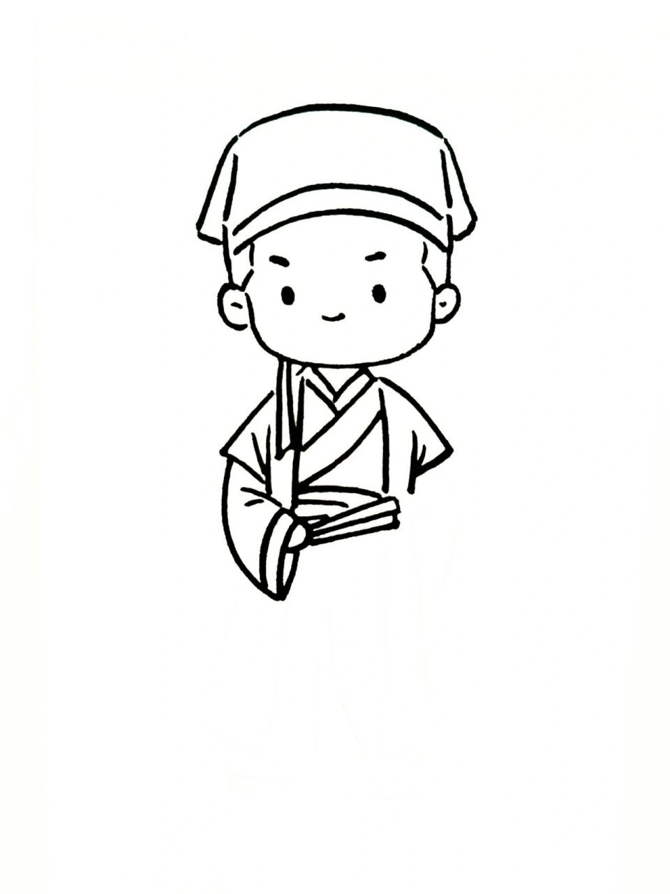 小小书童简笔画教程——过程图92古风书签 今天是个小书童哦 可不