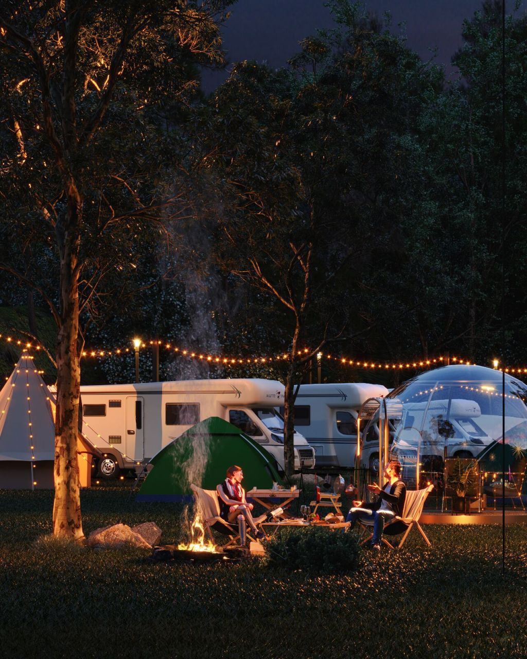 迷人的夜晚 露营基地效果图 78这个露营基地,设计师在做效果图的