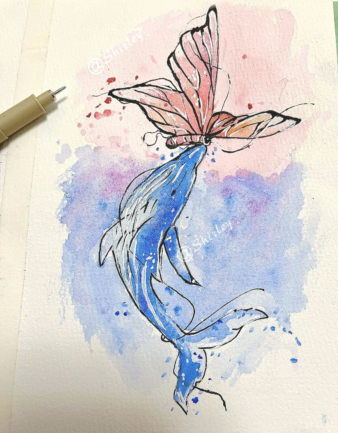蝴蝶与鲸鱼手绘教程来啦!