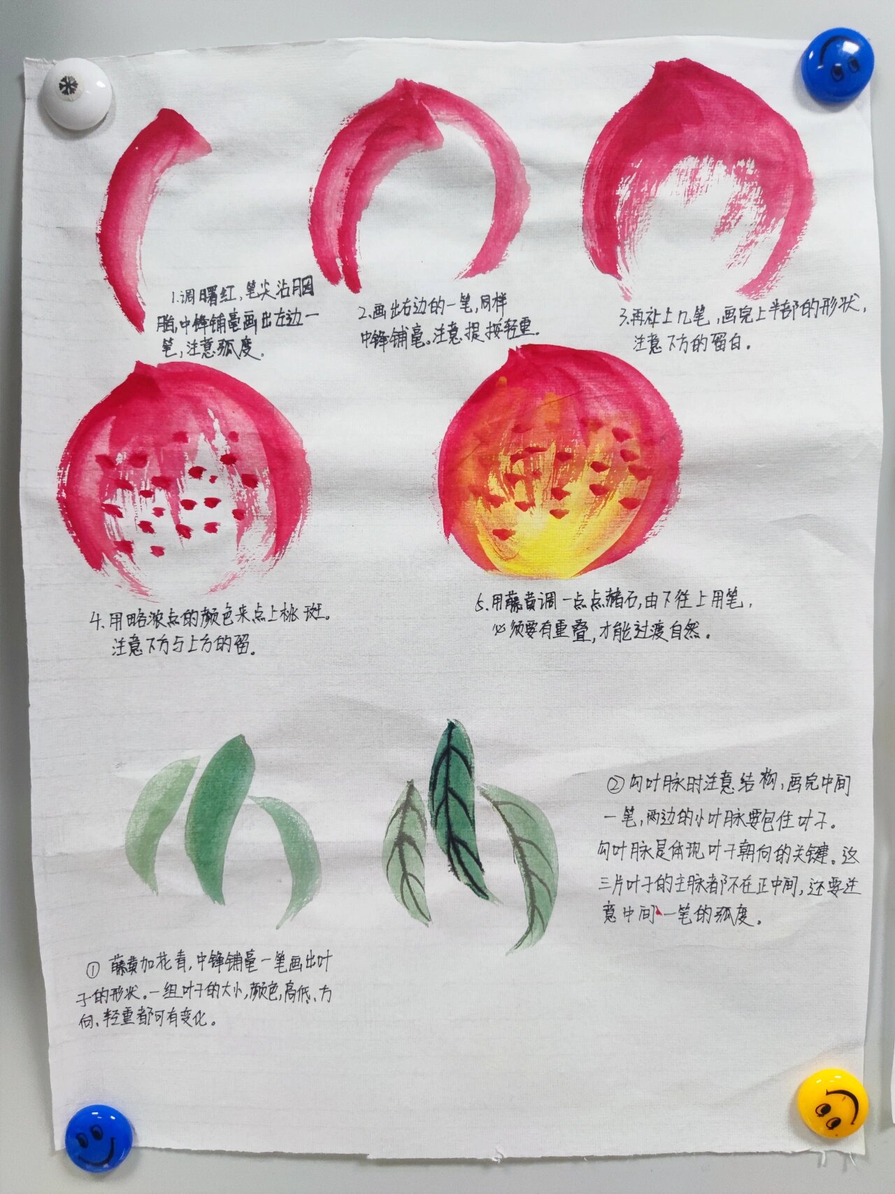 国画写意桃子画法 有时间画了个寿桃看看就行了画是死的人是活的