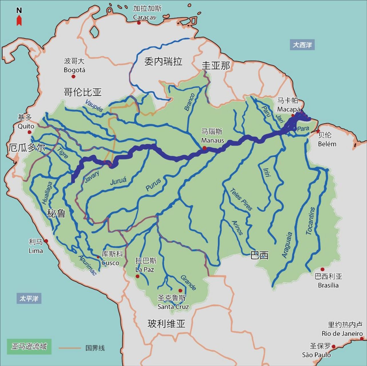 亚马孙河在哪里地图图片