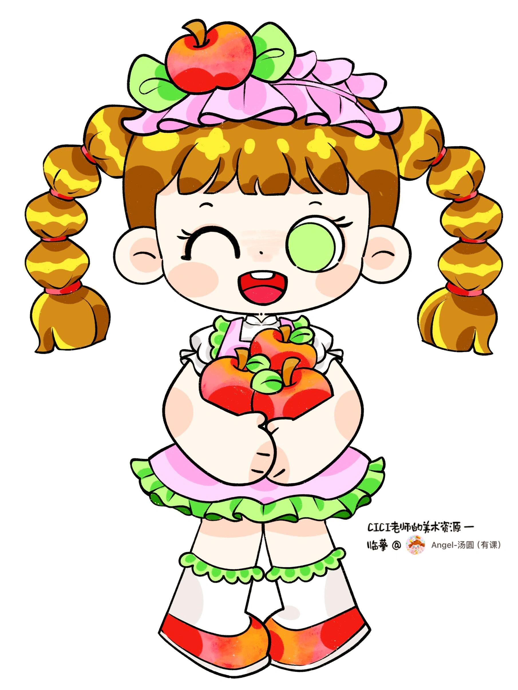 儿童画|水果人物团练17