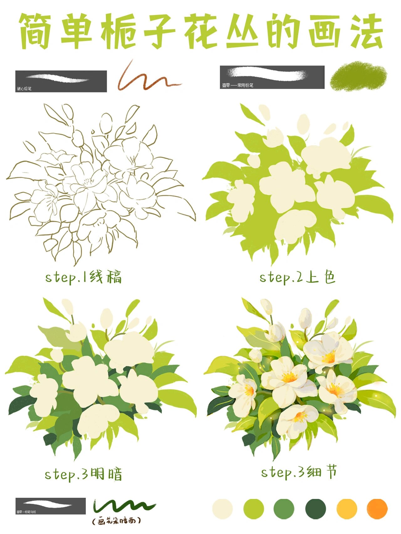 栀子花最简单的画法图片