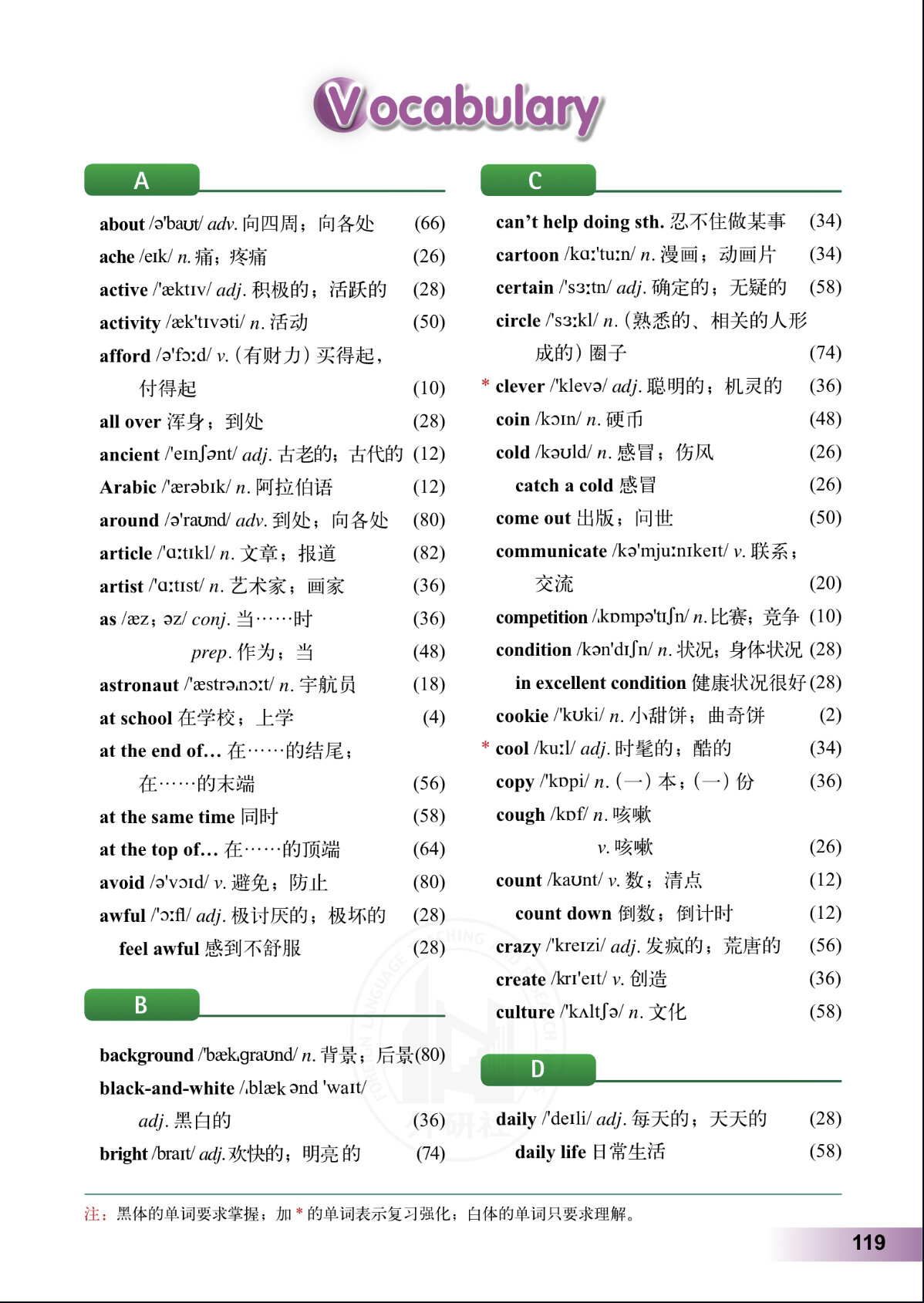 外研版英语八年级下册单词表