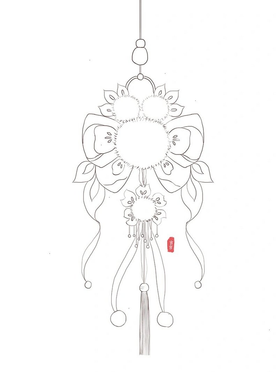 最近线描合集 古风发饰九宫格 古风发饰也有9张了线条越来越顺手了,画