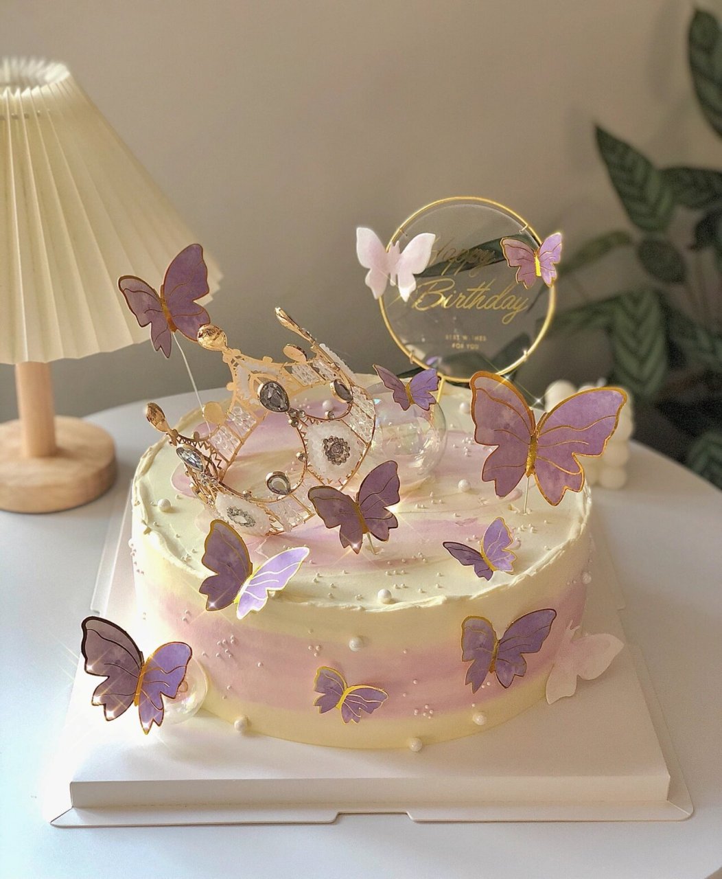 十寸蝴蝶蛋糕,超仙气儿蛋糕 女士过生日蛋糕聚会蛋糕,太有氛围感了