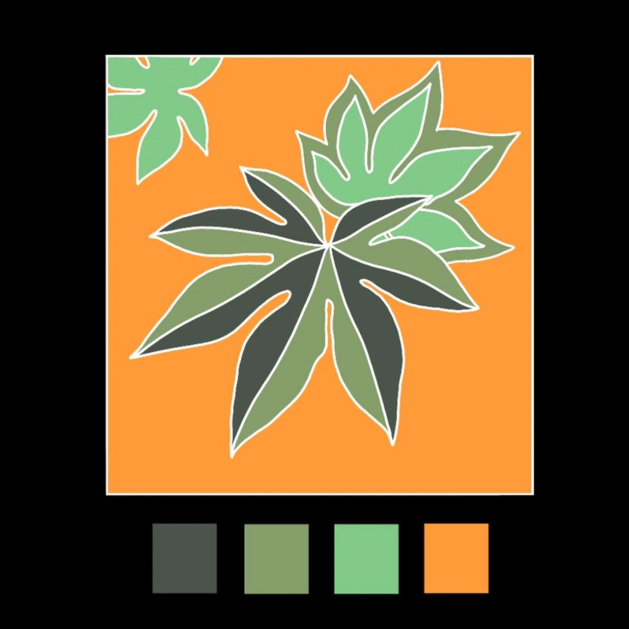 色彩构成 色相对比下的叶子图案   很多粉丝说老师色相对比的图形太难