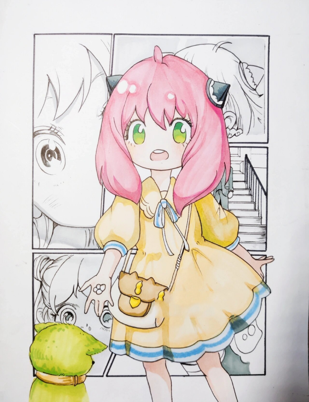 阿妮亚 |马克笔动漫手绘(附带手绘过程) 谁会拒绝一个这样可爱的女儿